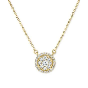 Macy's | Diamond Halo Cluster 18" Pendant Necklace (1/3 ct. t.w.) in 14k Gold 4折