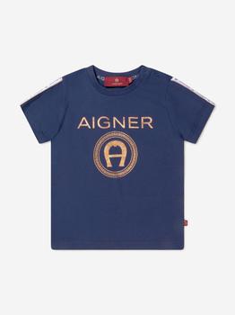 商品Aigner | Aigner Navy Baby Boys Cotton Jersey Logo Print T-Shirt,商家Childsplay Clothing,价格¥315图片
