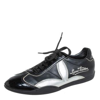 lv鞋, [二手商品] Louis Vuitton | Louis Vuitton Vintage Black/Silver Patent Leather And Leather Low Top Sneakers Size 39商品图片 5.9折, 满1件减$100, 满减