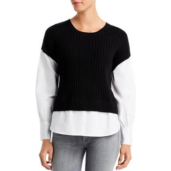 Tahari | T Tahari Womens Layered Mixed Media Pullover Sweater商品图片,3.5折起, 独家减免邮费
