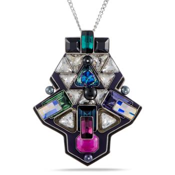 推荐Swarovski Buzz Multicolor Geometric Crystal Pendant Long Chain Necklace商品