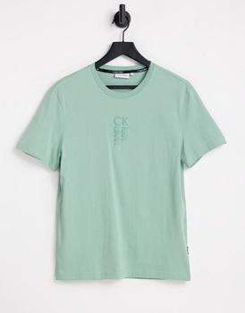Calvin Klein | Calvin Klein hybrid logo t-shirt in teal green商品图片,6折×额外9.5折, 额外九五折