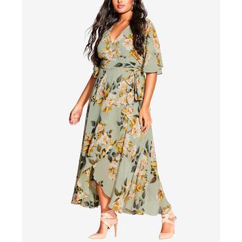 推荐Trendy Plus Size Magnolia Floral Maxi Dress商品