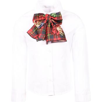 推荐Large checkered bow classic shirt in white商品