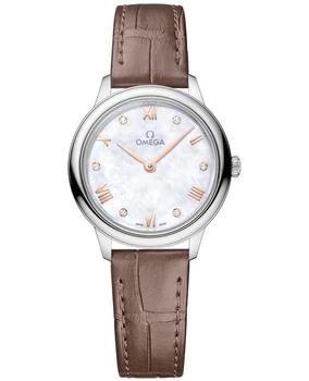 推荐Omega De Ville Prestige Quartz 27.5mm Mother of Pearl Diamond Dial Leather Strap Women's Watch 434.13.28.60.55.001商品