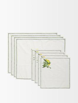 商品Les Ottomans | Set of four lemon-embroidered napkins & placemats,商家MATCHESFASHION,价格¥1382图片