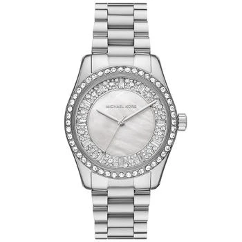 Michael Kors | Women's Lexington Three-Hand Silver-Tone Stainless Steel Watch 38mm,商家Macy's,价格¥2194
