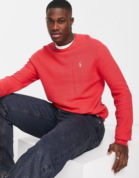 推荐Polo Ralph Lauren icon logo heavyweight cotton knit jumper in red商品