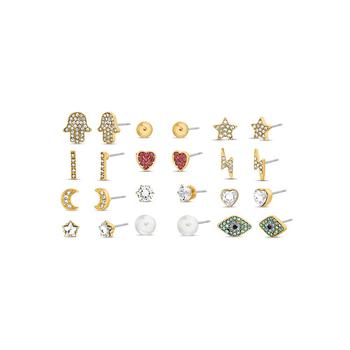 Kensie是什么牌子, Kensie | Rhinestone Heart Hamsa Evil Eye Stud Earring Set商品图片 