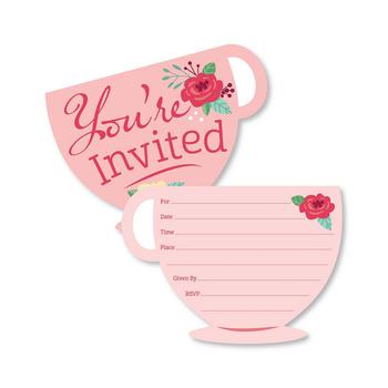 商品Big Dot of Happiness | Floral Let's Par-Tea - Shaped Fill-In Invitations - Garden Tea Party Invitation Cards with Envelopes - Set of 12,商家Macy's,价格¥116图片