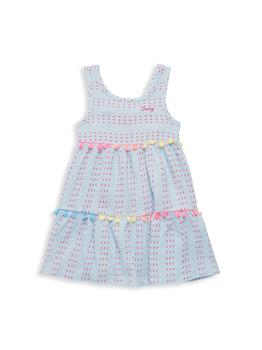 推荐Little Girl's Striped Pom-Pom Logo Dress商品