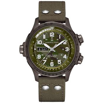 推荐Men's Khaki Aviation X-Wind Green Textile Strap Watch 45mm商品