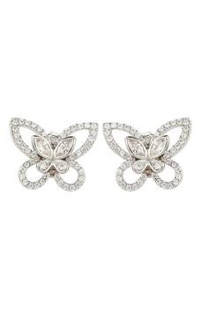 Suzy Levian | Sterling Silver & CZ White Butterfly Stud Earrings商品图片,3.7折