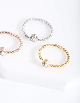 商品Lovisa | Mixed Metal Diamante Twist Nose Ring 3 Pack,商家Premium Outlets,价格¥77图片