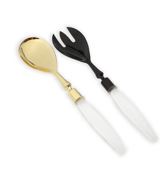 商品Classic Touch Decor | Salad Sever Set - Gold Spoon Black Fork with Acrylic Handles,商家Premium Outlets,价格¥318图片