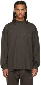 Essentials | Gray Flocked Long Sleeve T-Shirt 6.9折
