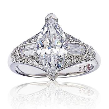 商品Suzy Levian | Suzy Levian Sterling Silver Marquise Cubic Zirconia Engagement Ring,商家Premium Outlets,价格¥786图片
