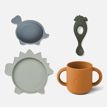 商品Liewood | Liewood Vivi Kids' Silicone Tableware Set - Dino Blue,商家The Hut,价格¥291图片