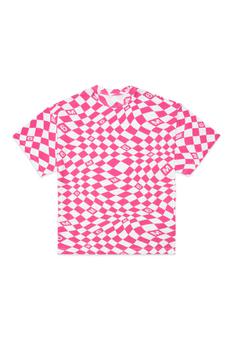 商品MM6 | MM6 Maison Margiela Mm6mcu1u Sw Cover-ups Maison Margiela Maxi T-shirt Cover-up With White And Pink Chequered Pattern,商家Italist,价格¥997图片