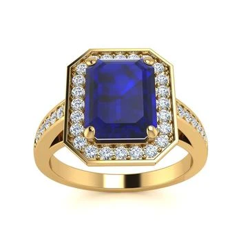 SSELECTS | 2 1/2 Carat Sapphire And Halo Diamond Ring In 14 Karat Yellow Gold,商家Premium Outlets,价格¥6036