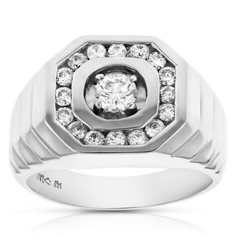 1 cttw Men's Diamond Ring 14K White Gold Wedding Engagement Bridal Style product img
