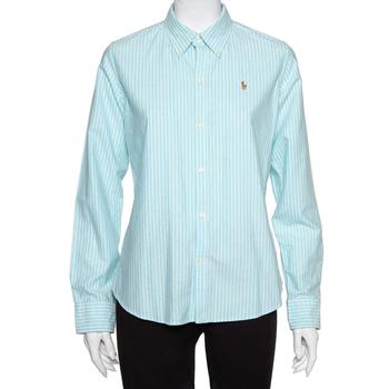 推荐Ralph Lauren Blue Striped Cotton Button Front Slim Fit Shirt L商品