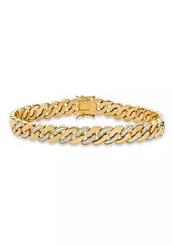 商品Men's Diamond Accent Gold-Plated Angled Curb-Link Bracelet 8.5"图片