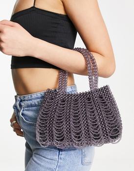 topshop包女包, Topshop | Topshop gia beaded grab bag in silver商品图片 