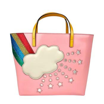 古驰托特包, Gucci | Gucci Women's Children's Pink Leather Tote Bag With Rainbow Cloud Detail 581877 5562商品图片 9.6折, 满$250减$20, 满减