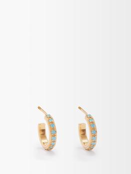Hermina Athens | Turquoise & gold-vermeil hoop earrings商品图片,