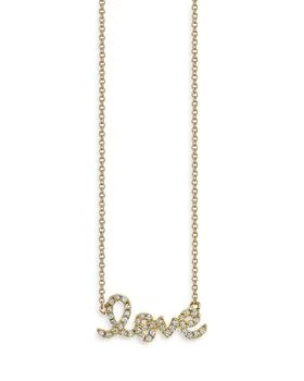 Sydney Evan | 14K Yellow Gold Diamond Love Script Pendant Necklace, 18",商家Bloomingdale's,价格¥6919