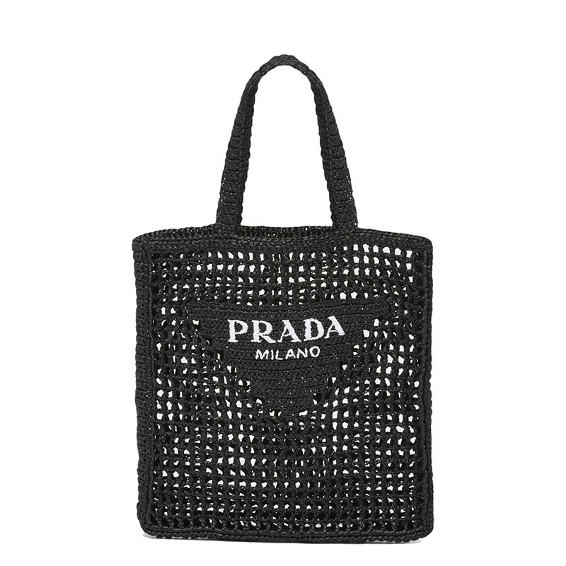 Prada | 【预售3-7天】PRADA/普拉达 22新款 女士黑色酒椰纤维解构式单肩手提镂空托特包1BG393_2A2T_F0002_V_OOO商品图片,7.9折, 包邮包税