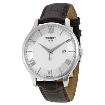 推荐Tissot Tradition Silver Dial Brown Leather Men's Watch T063.610.16.038.00商品