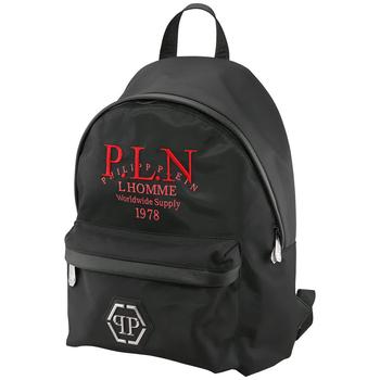 推荐Philipp Plein Mens P.L.N. Logo Print Backpack In Black商品