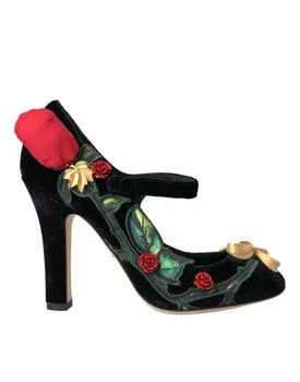 Dolce & Gabbana | Black Roses Crystal Brooch Mary Jane Shoes,商家SEYMAYKA,价格¥4517