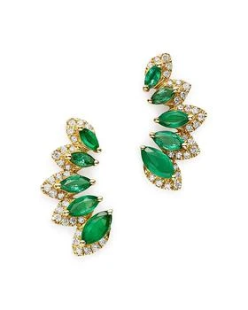 Bloomingdale's | Emerald & Diamond Climber Earrings in 14K Yellow Gold,商家Bloomingdale's,价格¥8497