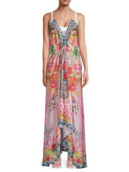 推荐Floral Tassel-Tie Maxi Cover-Up Dress商品