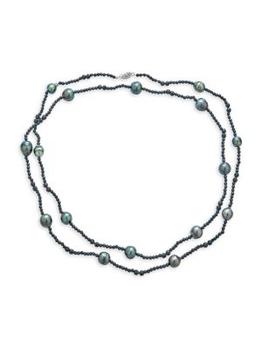 商品BELPEARL | 14K White Gold, 10-9MM Black Tahitian Pearl & Black Spinel Long Station Necklace,商家Saks OFF 5TH,价格¥2332图片