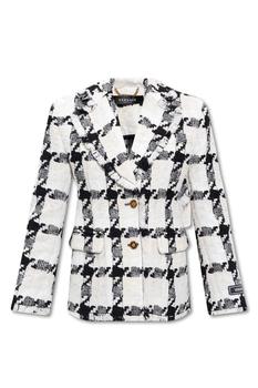 Versace | Versace Single-Breasted Houndstooth Patterned Blazer商品图片,6.4折起