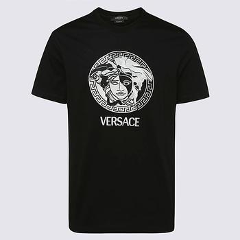 范思哲t恤新款, Versace | BLACK COTTON MEDUSA SILVER PRINT T-SHIRT商品图片 7.4折