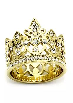 推荐Women's Gold Stainless Steel Engagement Ring with Top Grade Crystal - Size 6 (Pack of 2)商品