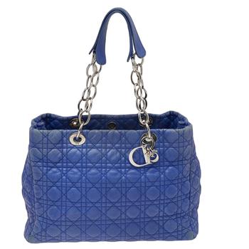 迪奥托特包, [二手商品] Dior | Dior Blue Cannage Leather Large Soft Lady Dior Shopping Tote商品图片 2.4折