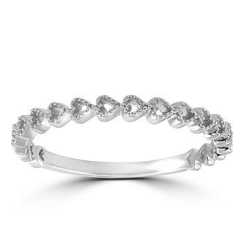 14k White Gold Heart Shape Stackable Womens Ring Wedding Band