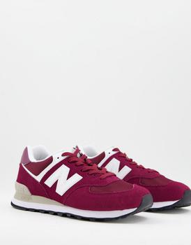女装new balance 574, New Balance | New Balance 574 trainers in burgundy and white商品图片 