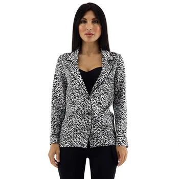 Ladies Black Leopard-pattern Silk Blazer,价格$450.78