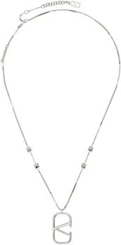 Valentino | Silver VLogo Signature Necklace,商家Ssense US,价格¥8636