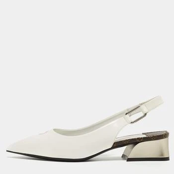 推荐Louis Vuitton White Patent Leather Slingback Pumps Size 37商品