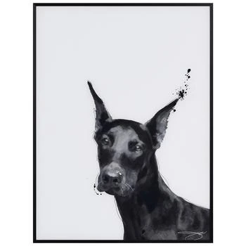Empire Art Direct | "Doberman" Pet Paintings on Printed Glass Encased with A Black Anodized Frame, 24" x 18" x 1",商家Macy's,价格¥930