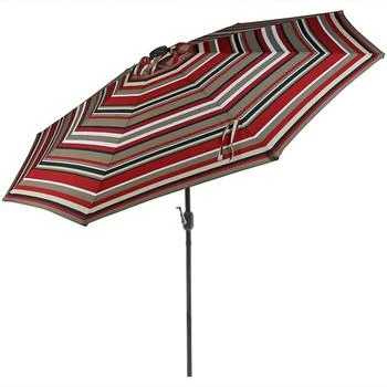 Sunnydaze Decor | Sunnydaze 9' Aluminum Outdoor Solar LED Lighted Umbrella with Tilt Teal Stripe,商家Verishop,价格¥904