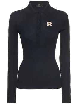 ROCHAS, ROCHAS | Logo Embroidered Wool Polo Shirt商品图片 额外7.5折, 额外七五折